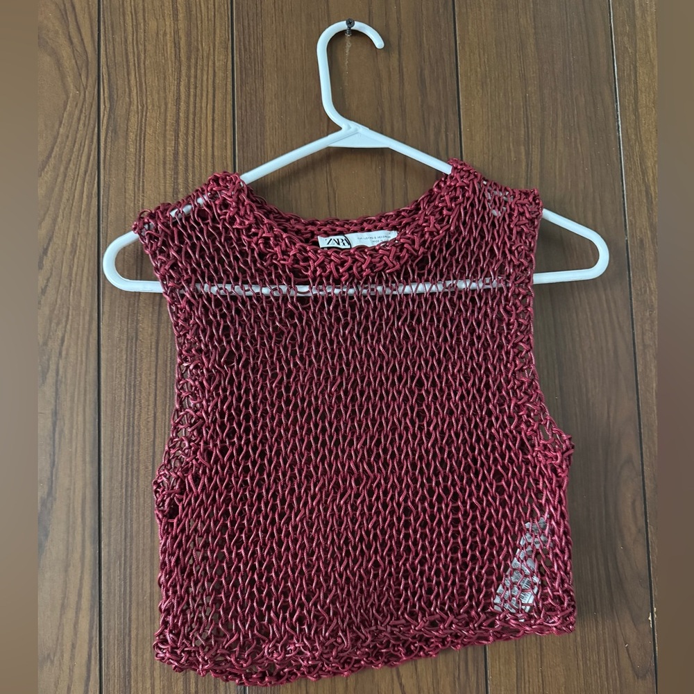 Zara women’s vest cropped sleeveless rope corded size XS/S